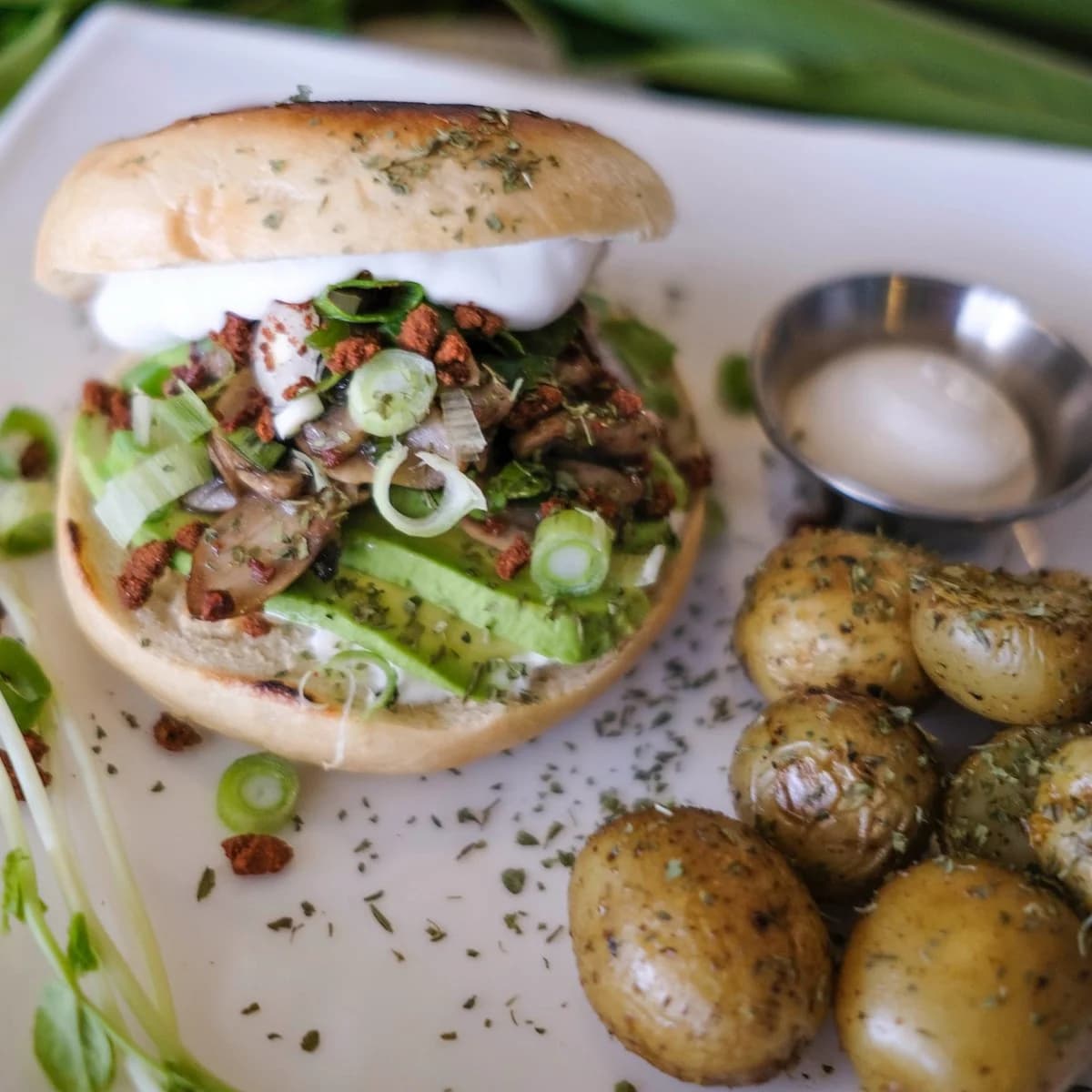 Avocado Mushroom Bagel